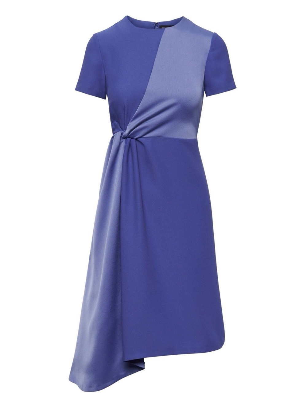 Banana Republic Two-Tone Blue Asymmetrical Knot-Front‎ Colorblock Midi Dress